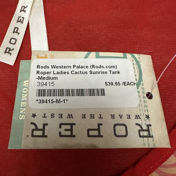 Roper Tank Top Womens Medium Cactus Sunrise Western Sleeveless Pink Ombre Floral - Picture 7 of 10